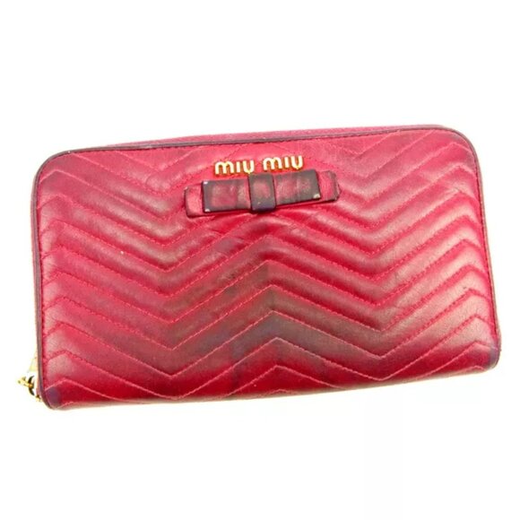 miumiu Wallet Purse Long Wallet Pink Woman Authentic Used - Picture 1 of 6